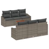vidaXL Tuinbank - Set - 7 - st - Grijs - poly - rattan