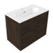 Saniclass Ensemble de meubles de salle de bain avec cadre en bois - 80x45x73.9cm - Lavabo en céramique Chaci blanc - 1 vasque - 1 trou de robinet - 2 tiroirs - chêne mat charcoal (bois) SW1578589/SW718717