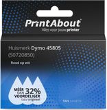 PrintAbout huismerk Tape 45805 (S0720850) Rood op wit geschikt voor Dymo