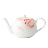 London Boutique Grote witte theepot van 1,2 liter met gouden rand, geïntegreerd filter voor losse thee, lichte theepot van fijn porselein
