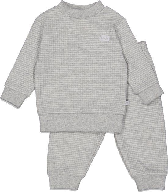 Feetje Wafel Pyjama Grijs Melange Unisex Katoen Lange Mouw Ronde Hals Maat 68