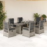 Prolenta Maison Exclusive Tuinset voor buiten, 7-delig, met kussens, grijs, van polyrotan