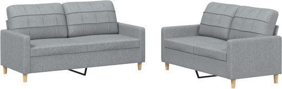 vidaXL 2-delige Loungeset met kussens stof lichtgrijs