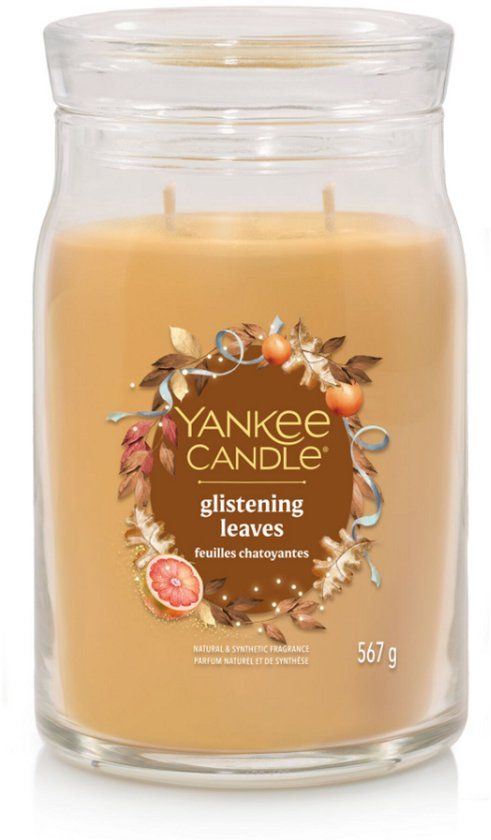 Yankee Candle Glistening Leaves Large Geurkaars - Citrus - 90 branduren - Glas