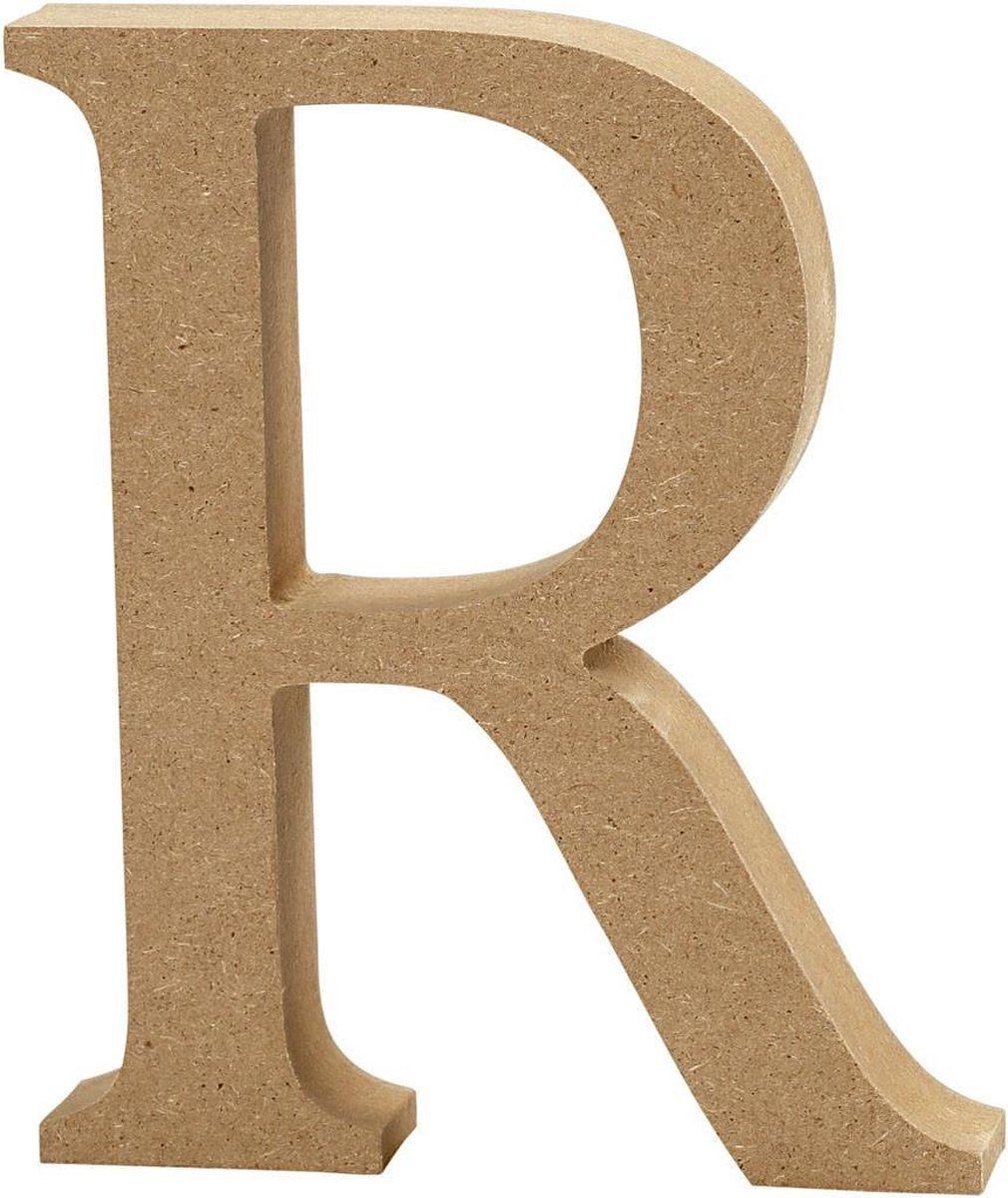 Creative Letter R MDF 13 cm - Brown - Wood