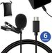 MOJOGEAR Speldmicrofoon Lavalier Microfoon - Met USB-C Aansluiting - 6 Meter Kabel - Voor Smartphone & Tablet - Zwart