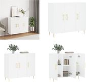 vidaXL Dressoir - 90x34x80 cm - Bewerkt Hout - Wit