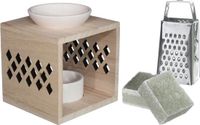 Ideas4seasons Amberblokjes/geurblokjes cadeauset - eucalyptus - inclusief geurbrander en mini rasp