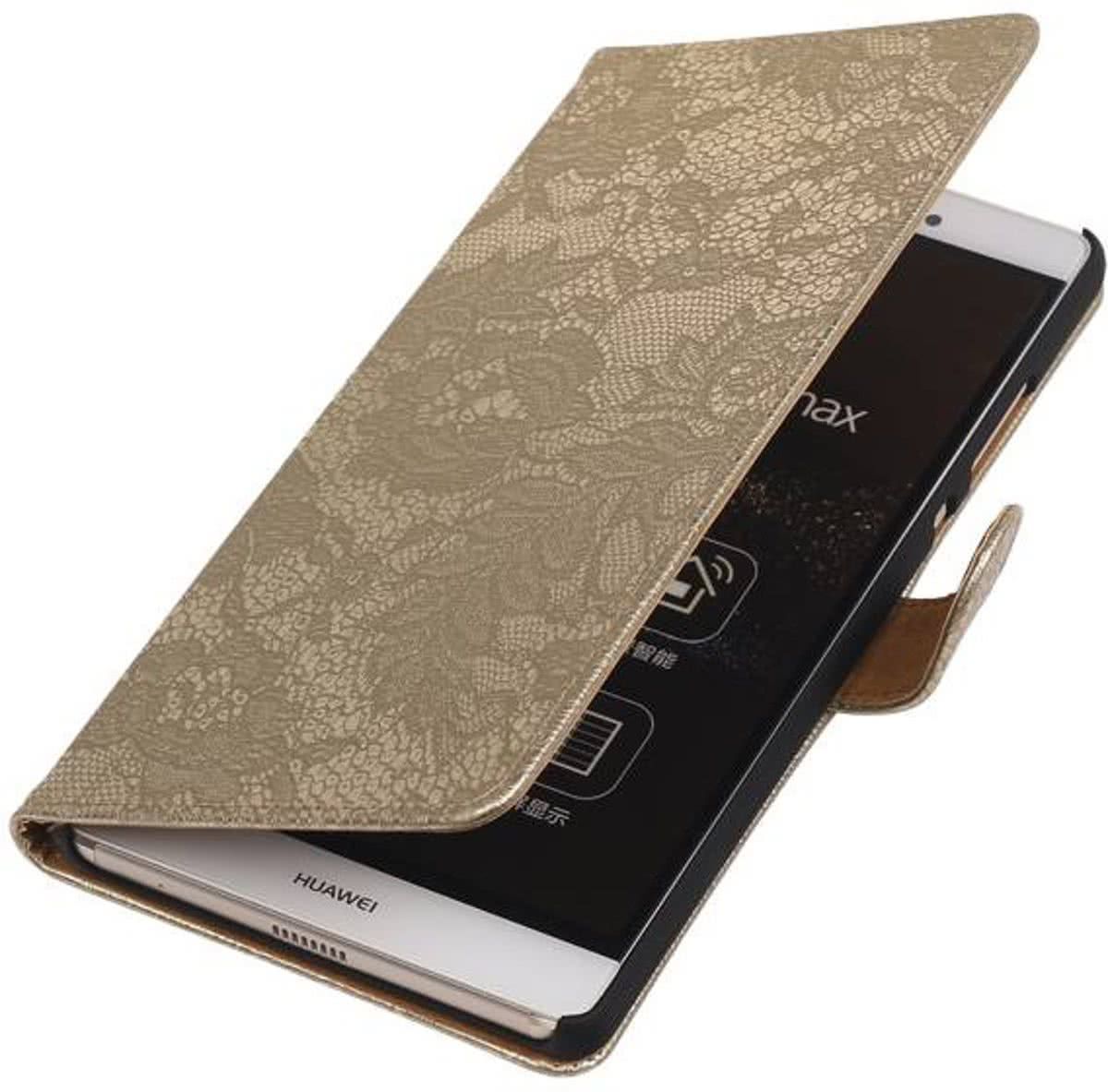 Best Cases Sony Xperia E4g Lace Kant Bookstyle Wallet Hoesje Goud