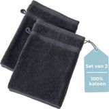 HUSH Living Washand - 100% Katoen - Set van 2 - Antraciet