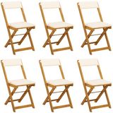 vidaXL Bistrostoelen voor buiten, 6 stuks, crèmewit, massief acaciahout