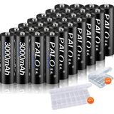 Piles rechargeables AA, capacité 3000mAh, technologie NI-MH, 28 pièces AA