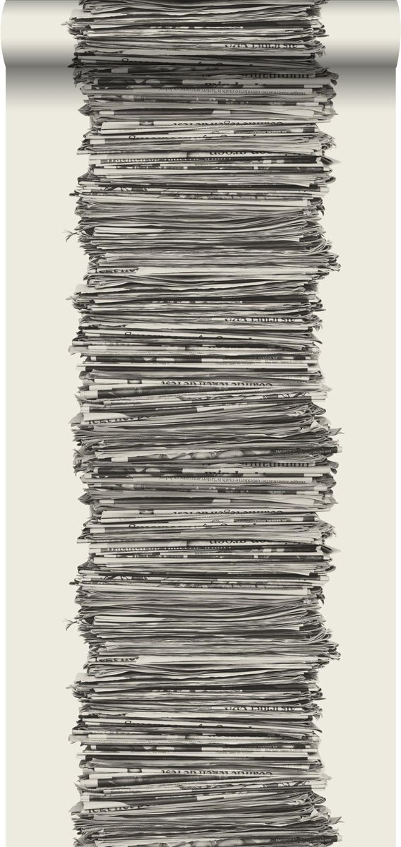 Esta Home behang kranten zwart en wit - 137717 - 53 cm x 10,05 m