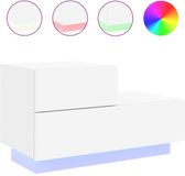 vidaXL Nachtkastje met LED-verlichting, wit