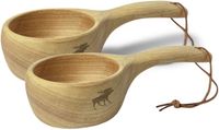 Øyo Houten Huttenmok - Sami Kuksa Mok - 150 ml - Set de 2 - Avec Cordon en Cuir