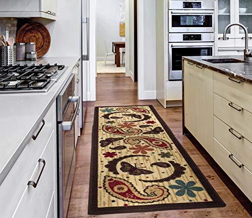 Ottomanson Sara's Kitchen Paisley Design Mat Runner Rug with non-slip (niet slip) Rubber Backing modern 20"X59" Beige paisley.