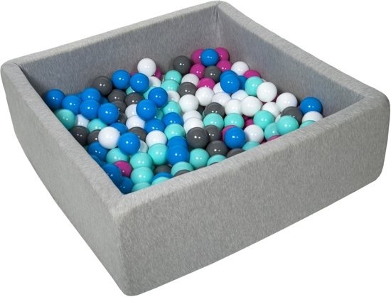 Viking Choice Ballenbak - stevige ballenbad - 90x90 cm - 300 ballen - wit, blauw, roze, grijs, turquoise.