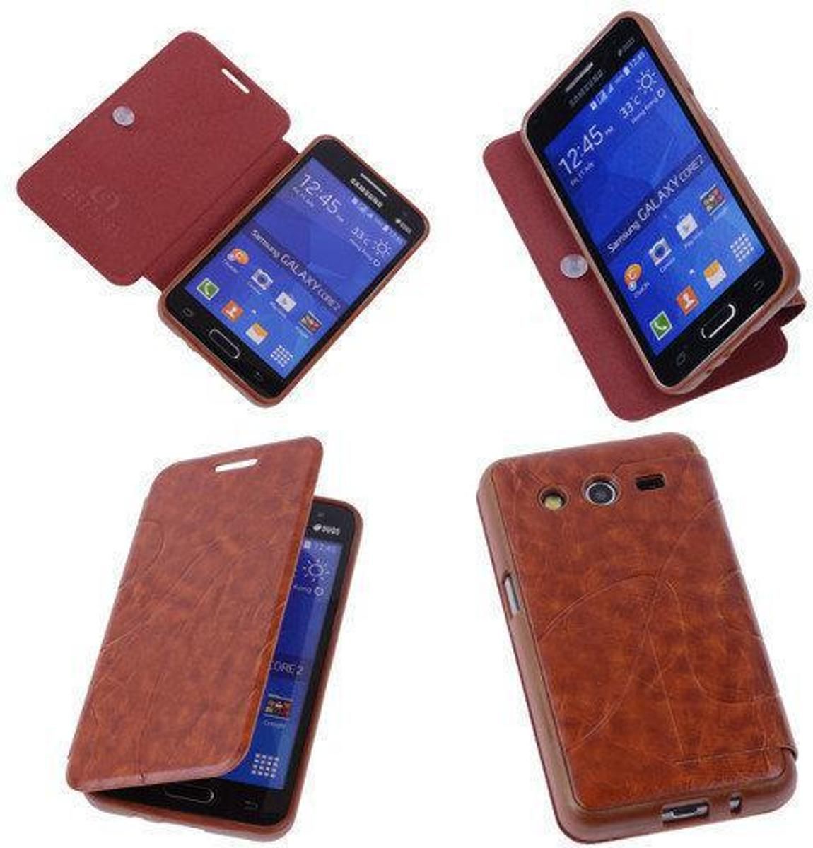 Best Cases Bruin TPU Book Case Flip Cover Motief Samsung Galaxy Core 2