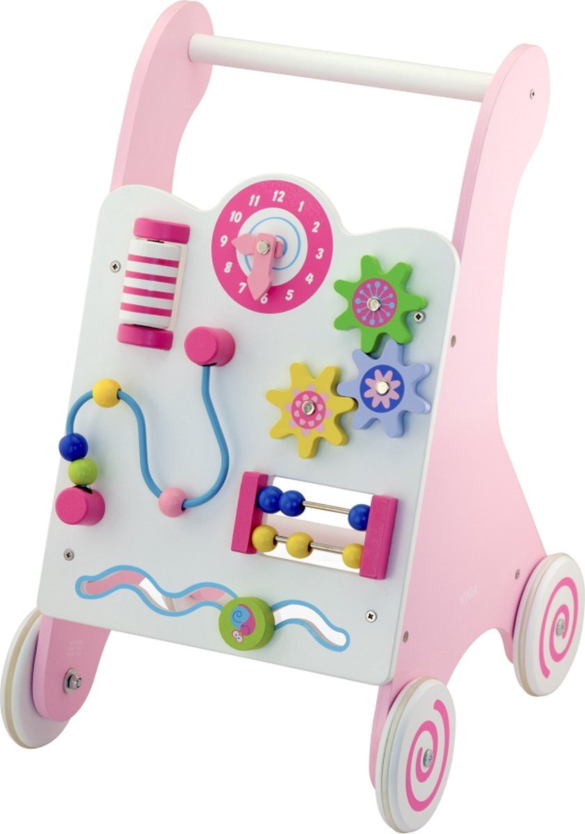 Viga Activity Walker Roze Houten Loopwagen 50178