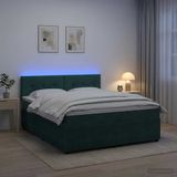 vidaXL Boxspringbed met matras, donkergroen, 140 x 200 cm, fluweel