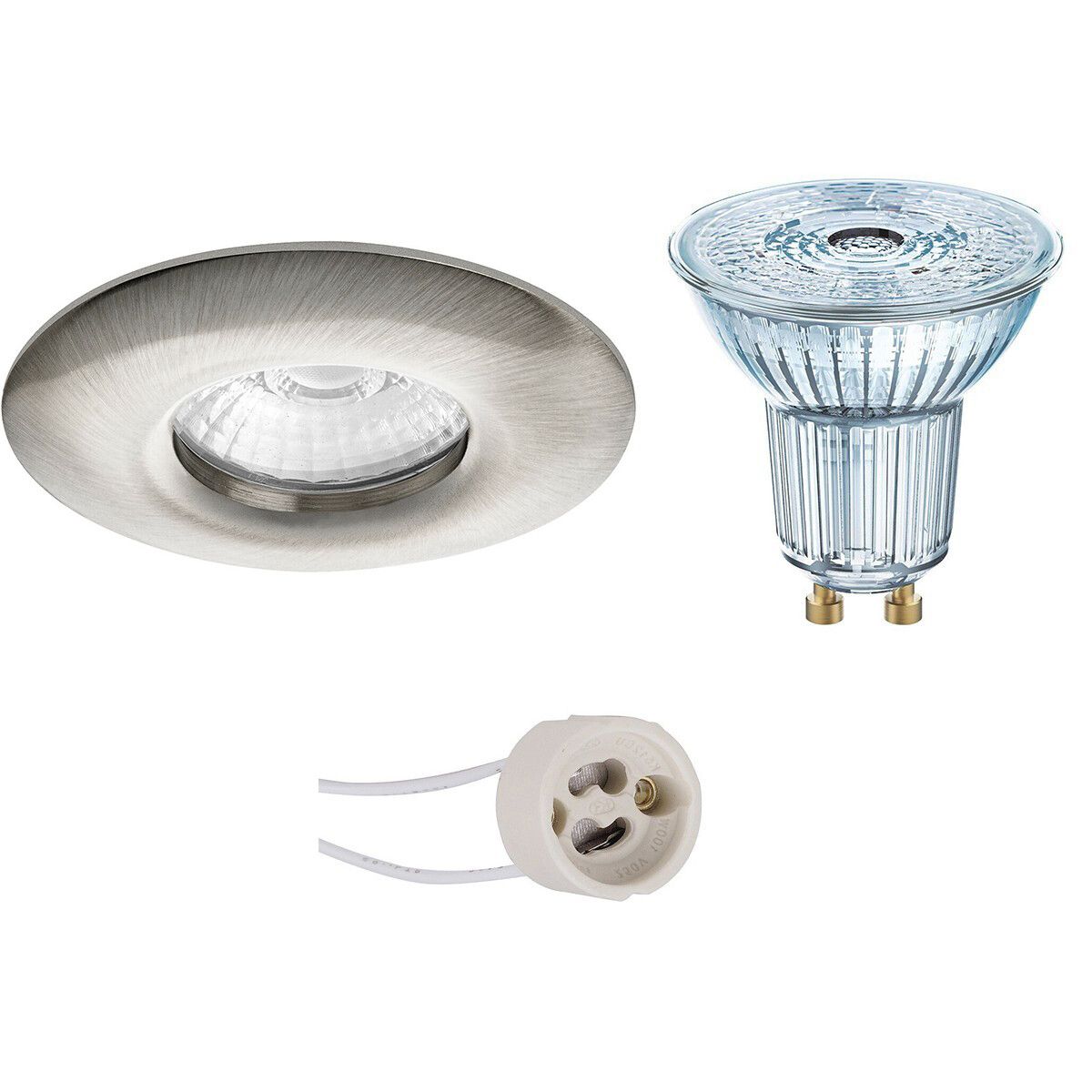 Osram PAR16 LED Spot Set - Mat Nikkel - GU10 - 4000K - Dimbaar - IP65 - 3.7W
