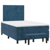 Maison Exclusive Sommier À Lattes De Lit Et Matelas Bleu Foncé 120x190cm Velours