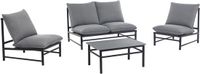 Vente-unique Aluminium tuinset: een tweezitsbank, 2 fauteuils en een salontafel - Antraciet - LISMO van MYLIA