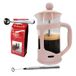 Nerthus FIH 1131 set Franse pers 350 ml zalmkleur melkopschuimer melklepel en koffietang
