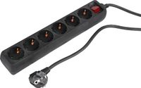 Q-Link Stekkerdoos met Schakelaar - 6-Voudige Verlengkabel met Randaarde - 3 x 1.5 mm² - 5 m - Zwart
