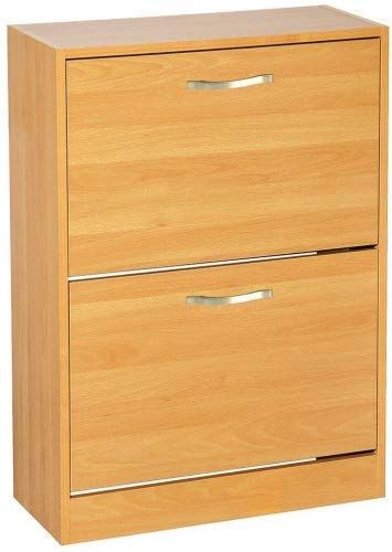 Home Discount Schoenenkast, grenenhout, 2 schuifladen inklapbaar