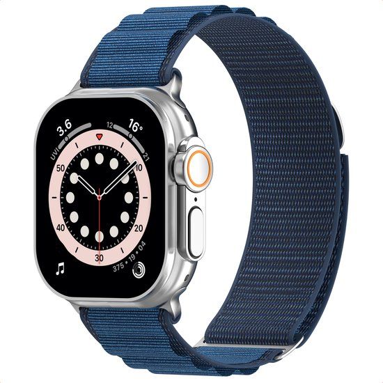 Accezz Nylon bandje - Geschikt voor Apple Watch 44/45/46/49 mm - Donkerblauw