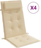 vidaXL Stoelkussens 4 st hoge rug oxford stof beige