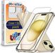 ebestStar - Hoes geschikt voor iPhone 15 Apple, Silicone Slim Cover Case, Versterkte Hoeken en Randen hoesje, Transparant + Gehard Glas