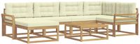 vidaXL - Hoek loungeset - 6 zitplekken - Wit en crèmekleurig - Acacia hout