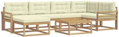 vidaXL - Salon d'angle - 6 places assises - Blanc et crème - Acacia bois