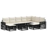 vidaXL Tuinbank Set 10 st Zwart en Crème Wit poly rattan