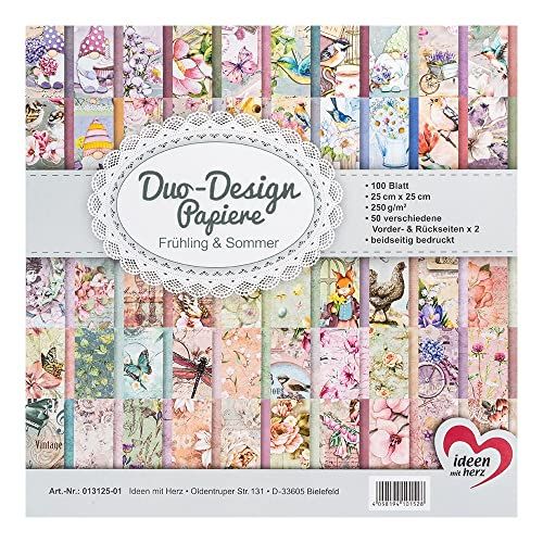 Ideen mit Herz Duo designpapier, lente en zomer, 25 cm x 25 cm, 100 vellen
