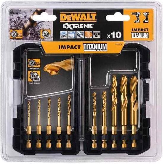 DeWalt DT50050 10 delige Impact Titanium Metaalboren in Tough Case