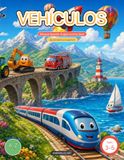 Vehículos: Bilingual Spanish English Activity Book for Kids - Trace Letters A-Z + Ñ, Numbers, Colors & Coloring (Ages 3-5)