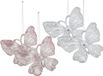 Christmas Decoration Koopman International Kersthangers vlinders - 4x st - transparant en roze - 15 cm - kunststof