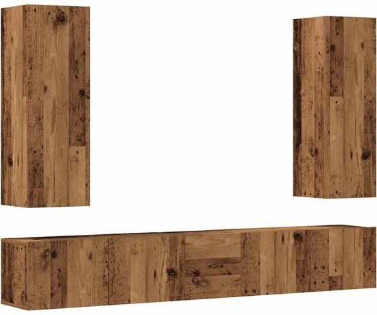 vidaXL 5-delig Tv-meubelset wandmontage bewerkt hout oud houtkleurig