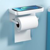 Unyqoos Porte-rouleau de papier toilette adhésif élégant avec étagère de rangement spacieuse pour salle de bain et cuisine