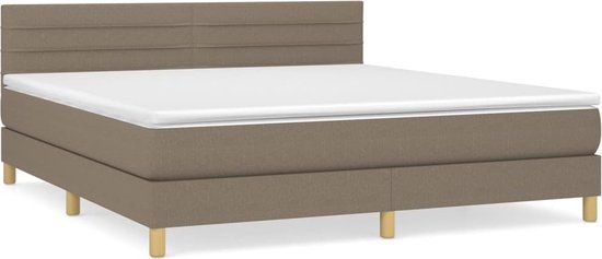 vidaXL Boxspring met matras stof taupe 180x200 cm