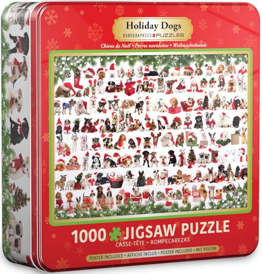 Eurographics Holiday Dogs Tin Puzzel (1000 stukjes) - Multi