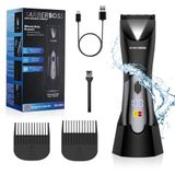 BarberBoss Body Groomer voor heren, schaamtondeuse voor mannen, tondeuse, baltrimmer mannen, waterdicht en oplaadbaar lies- en balscheerapparaat, intieme tondeuse met reisslot