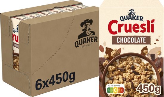 Quaker Cruesli Chocolade, 6 x 450 g