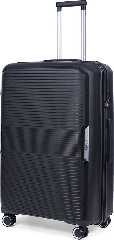 TravelZ Swinger Grote reiskoffer 78cm - Sterke Lichtgewicht Trolley 105 ltr met TSA-slot - Zwart