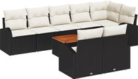 vidaXL Tuinbank Set 9-delig Zwart en Crème Polyrattan