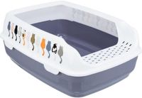 Ibenzoa® Ruime kattenbak met stijlvol grijswit motief en hoge rand