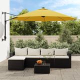 vidaXL Wandparasol met LEDs 290 cm geel